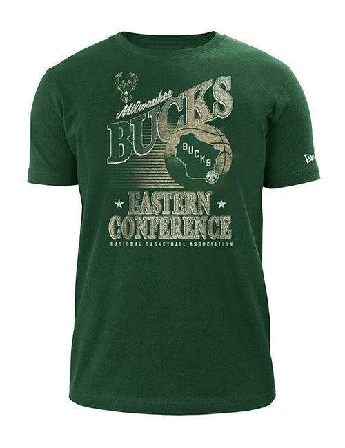 New Era Eastern Conference State Green Milwaukee Bucks T-Shirt - Front View