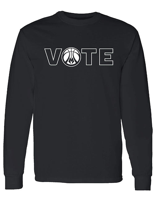 Bucks Pro Shop 2022 Vote Milwaukee Bucks Long Sleeve T-Shirt In Black - Front View