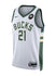 Nike 2022 Association Edition Jrue Holiday Milwaukee Bucks Swingman Jersey In White & Green - Front View
