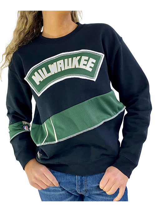 Refried Apparel Recycled Jersey Black Milwaukee Bucks Crewneck Sweatshirt / x Large