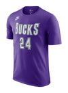 Nike 2022 Classic Edition Pat Connaughton Milwaukee Bucks T-Shirt In Purple - Front View