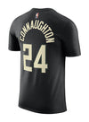 Jordan 2022 Statement Edition Pat Connaughton Milwaukee Bucks T-Shirt In Black - Back View