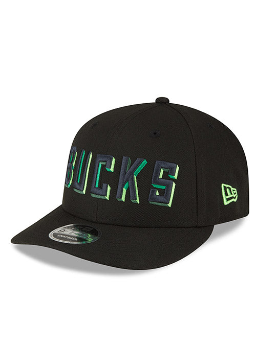 Bucks In Six New Era 9Fifty Block Milwaukee Bucks Snapback Hat In Black & Green - Angled Left Side View