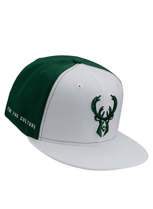 Bucks In Six New Era 59Fifty White Milwaukee Bucks Fitted Hat - Angled Right Side View