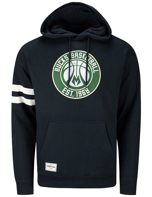 Established Logo Milwaukee Bucks Hooded Sweatshirt In Blue - Front View With Drawstrings