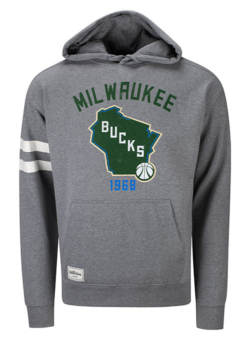 State Logo Grey Milwaukee Bucks Hooded Sweatshirt - Front View