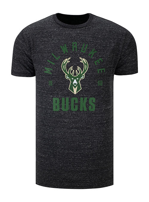 Icon Logo Charcoal Milwaukee Bucks T-Shirt In Grey & Green - Front View