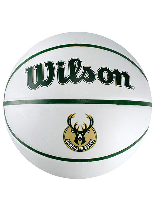 Wilson Autograph Milwaukee Bucks Full Size Basketball In Black & White - Side View 2