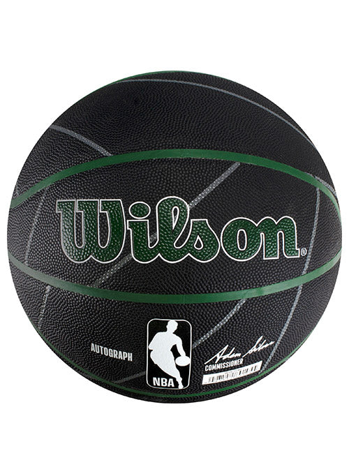 Wilson Autograph Milwaukee Bucks Full Size Basketball In Black & White - Side View 1