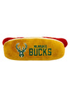Pets First Hot Dog Milwaukee Bucks Pet Toy In Brown - Side View
