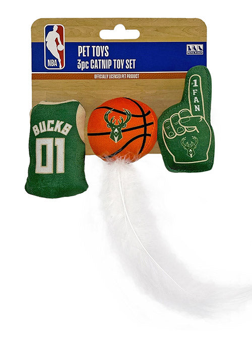Pets First Cat Nip 3Pc Milwaukee Bucks Pet Toy In Multi-Color - View With Packaging