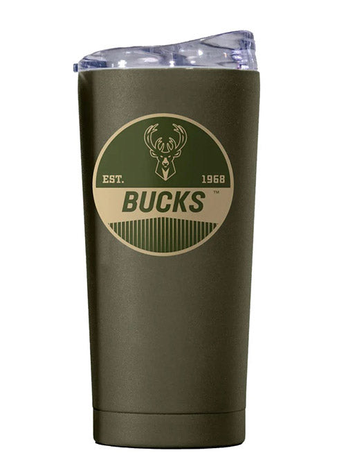 Logo Brands 20oz Establish Olive Milwaukee Bucks Tumbler In Green - Front View