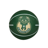 Wilson Super Mini Dribbler Milwaukee Bucks Basketball In Green - Front View