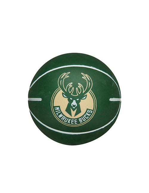 Wilson Super Mini Dribbler Milwaukee Bucks Basketball In Green - Front View