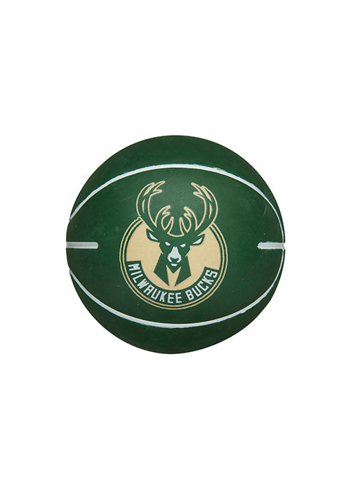 Wilson Super Mini Dribbler Milwaukee Bucks Basketball In Green - Front View
