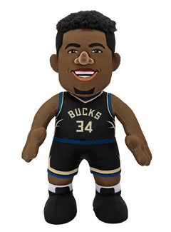 Uncanny Brands 2022 Statement Edition 10" Giannis Antetokounmpo Milwaukee Bucks Plush Toy In Black - Front View