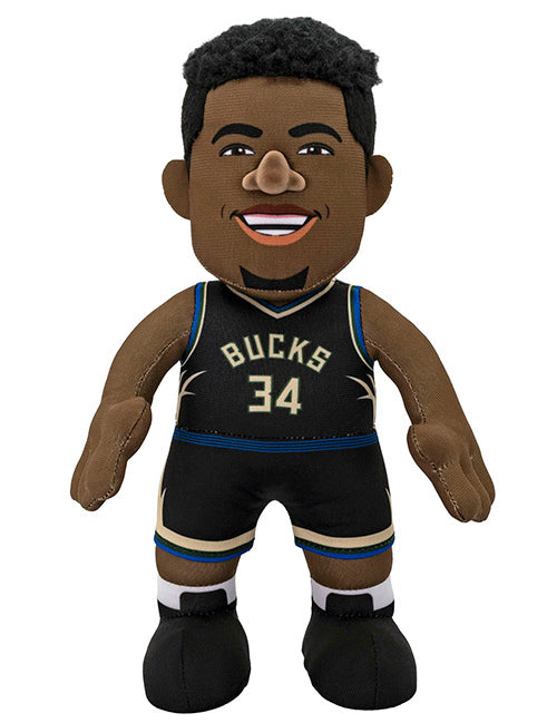 Uncanny Brands 2022 Statement Edition 10" Giannis Antetokounmpo Milwaukee Bucks Plush Toy In Black - Front View