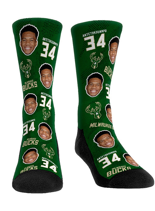 Rock Em Hooper All-Over Milwaukee Bucks Crew Socks In Green