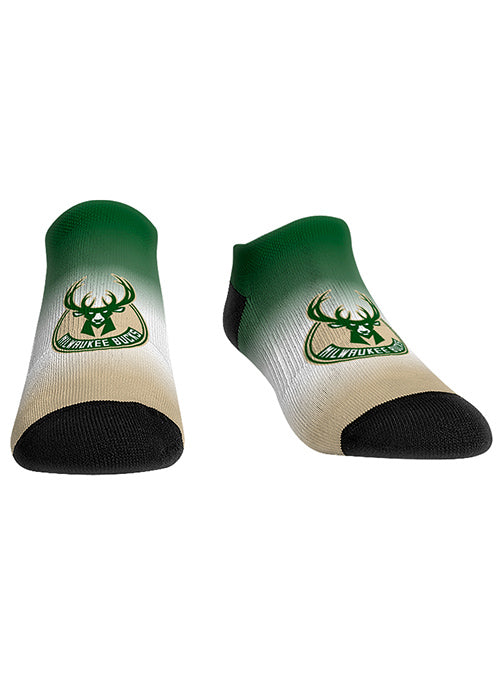 Rock Em Dip Dye Milwaukee Bucks Low Socks In Green, Cream & Black
