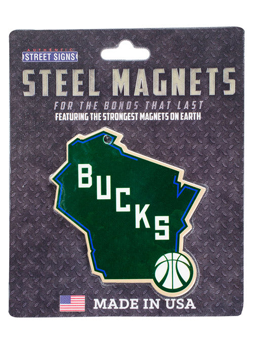 Authentic Street Signs Steel State Milwaukee Bucks Magnet In Green