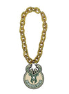 Aminco Oversized Global Logo Gold Milwaukee Bucks Chain Necklace