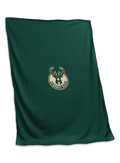 Logo Brands Global Milwaukee Bucks Sweatshirt Blanket In Green - Front View