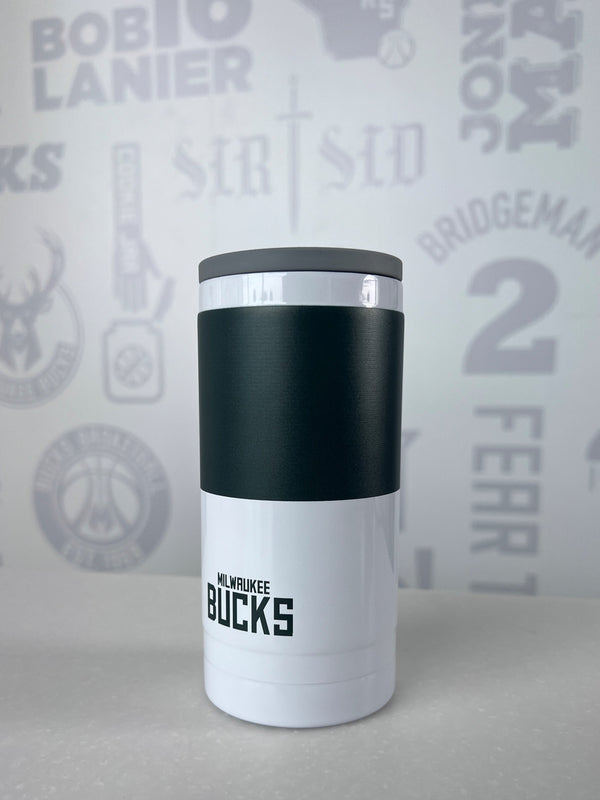 Logo Brands Colorblock White Milwaukee Bucks Slim Can Koozie
