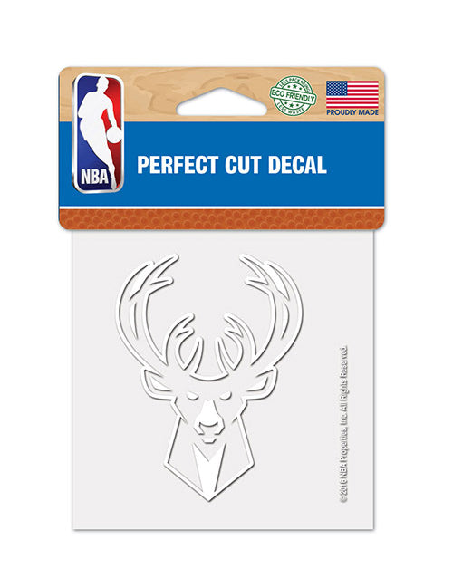 Wincraft Icon 4x4 White Milwaukee Bucks Decal In White - Packaging View