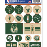 Wincraft Variety Pack Milwaukee Bucks Sticker Sheet In Green & Cream - Front View