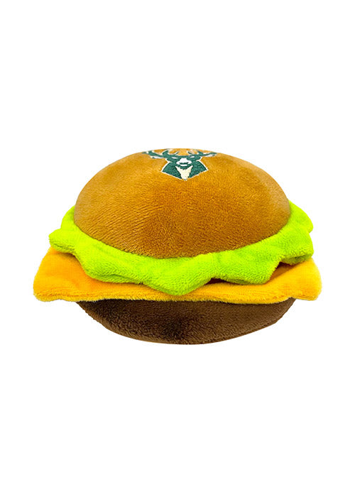 Pets First Hamburger Milwaukee Bucks Pet Toy In Brown - Front View