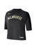 Women's Nike 2022 Statement Edition Courtside Boxy Milwaukee Bucks Crop T-Shirt In Black - Front View