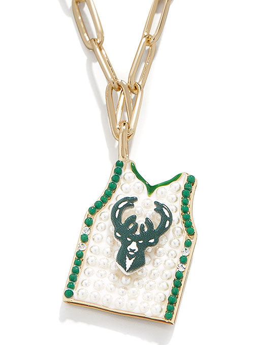 Baublebar Milwaukee Bucks Association Jersey Charm Necklace
