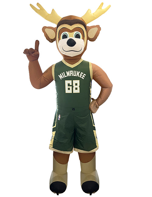 Logo Brand Bango Milwaukee Bucks Inflatable Mascot In Green & Brown - Front View
