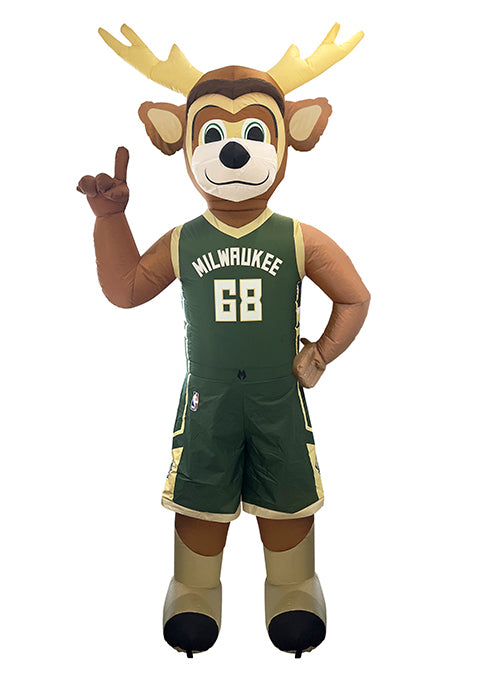Logo Brand Bango Milwaukee Bucks Inflatable Mascot In Green & Brown - Front View
