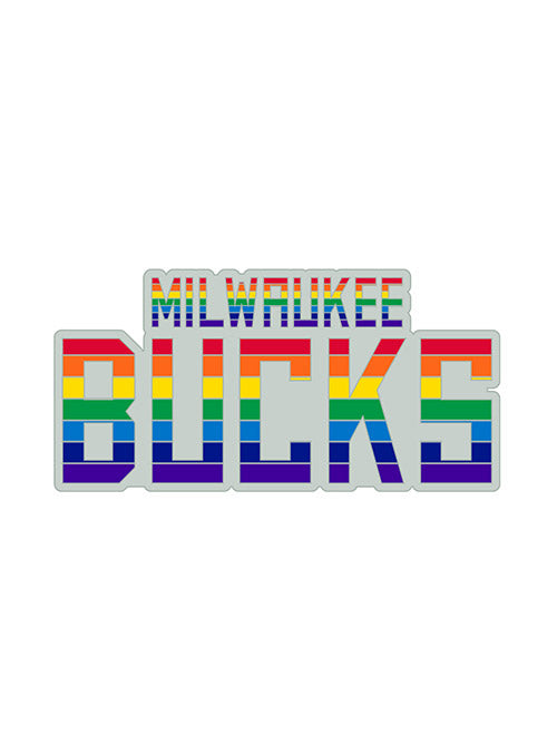 Pro Specialties Group Pride Rainbow Wordmark Milwaukee Bucks Pin - Front View