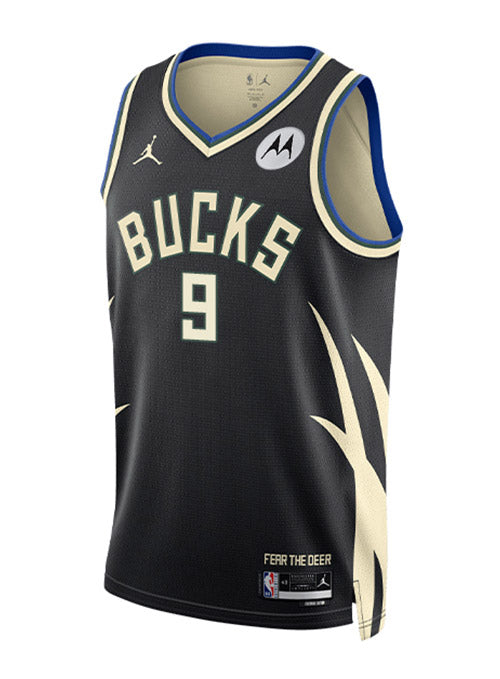 Jordan 2022 Statement Edition Bobby Portis Milwaukee Bucks Swingman Jersey In Black - Front View