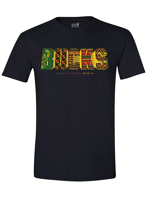 Bucks Pro Shop Black History Month Milwaukee Bucks T-Shirt In Black - Front View
