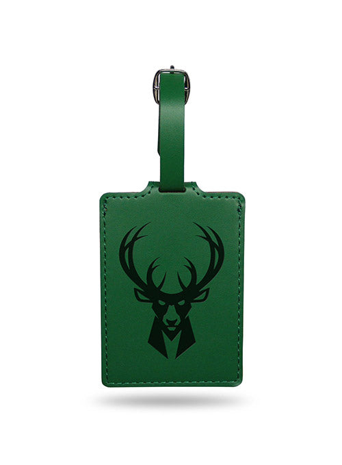 Rico Suede Icon Milwaukee Bucks Luggage Tag In Green - Front View