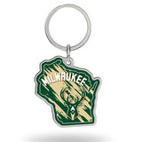 Rico State Milwaukee Bucks Keychain In Green & Cream - Front View