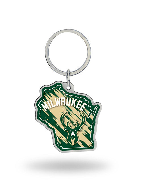 Rico State Milwaukee Bucks Keychain In Green & Cream - Front View