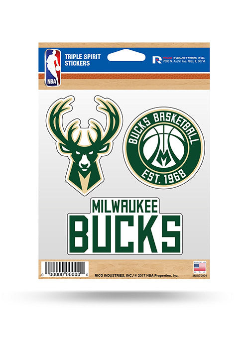Triple Spirit Milwaukee Bucks 3 Pack Sticker Set