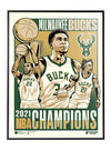 Phenom Gallery 2021 NBA Champions Milwaukee Bucks 18x24 Framed Serigraph