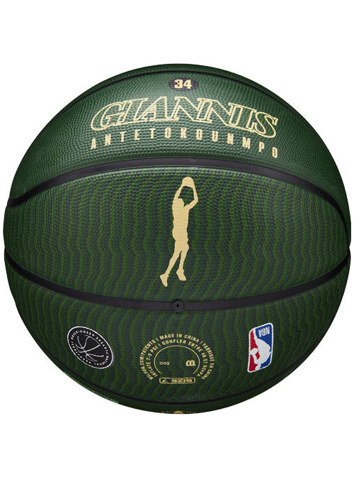 Wilson Giannis Antetokounmpo Player Icon Full Basketball In Green - Front View