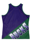 Mitchell & Ness Big Face 5.0 Milwaukee Bucks Tank Top In Purple & Green - Back View