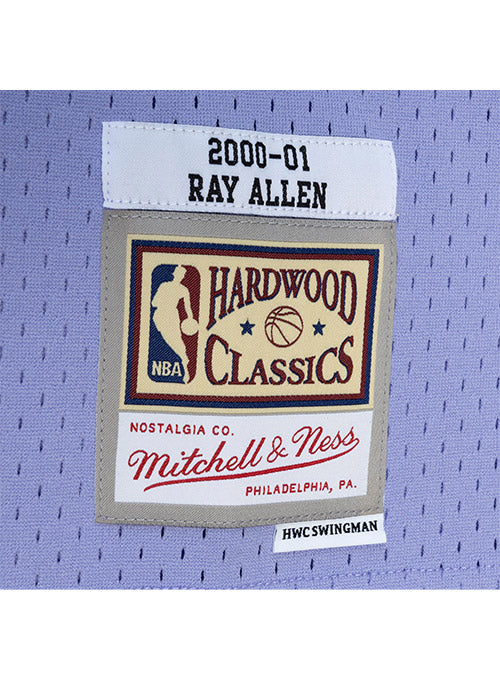 Men's Mitchell & Ness Ray Allen Purple Milwaukee Bucks Hardwood Classics  Swingman Jersey