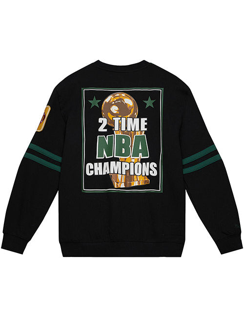 Mitchell & Ness HWC All Over Crew 2.0 Milwaukee Bucks Crewneck Sweatshirt In Green & Black - Back View