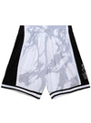 Mitchell & Ness HWC '93 Marble Milwaukee Bucks Swingman Shorts In White, Grey & Black - Front View