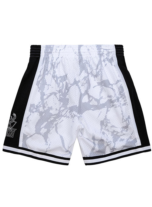 Mitchell & Ness HWC '93 Marble Milwaukee Bucks Swingman Shorts In White, Grey & Black - Back View