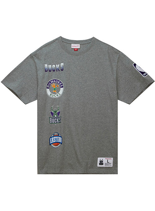Mitchell & Ness HWC City Collection Milwaukee Bucks T-Shirt In Grey - Front View