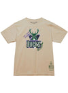 Mitchell & Ness HWC '93 Game Day Pattern Milwaukee Bucks T-Shirt In Tan - Front View